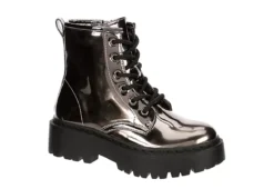 Steve Madden Girls Jrockk Combat Boot - Silver