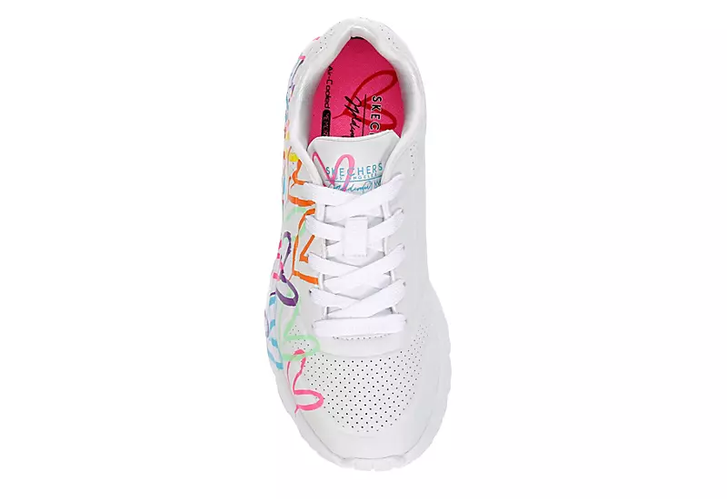 Skechers Girls Uno Lite Sneaker - White 8 Skechers Girls Uno Lite Sneaker - White - Image 6