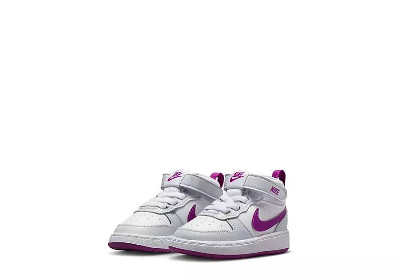 Nike Girls Infant Court Borough 2 Mid Top Sneaker - Platinum 3 Nike Girls Infant Court Borough 2 Mid Top Sneaker - Platinum