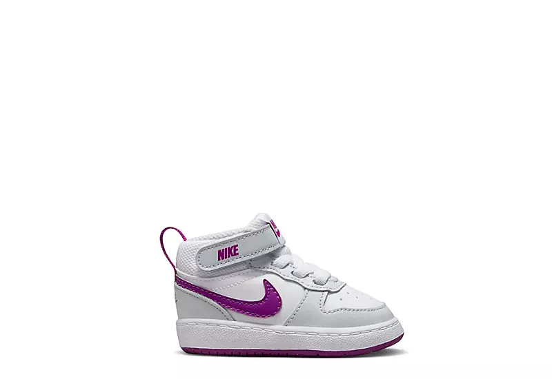 Nike Girls Infant Court Borough 2 Mid Top Sneaker - Platinum 4 Nike Girls Infant Court Borough 2 Mid Top Sneaker - Platinum - Image 2