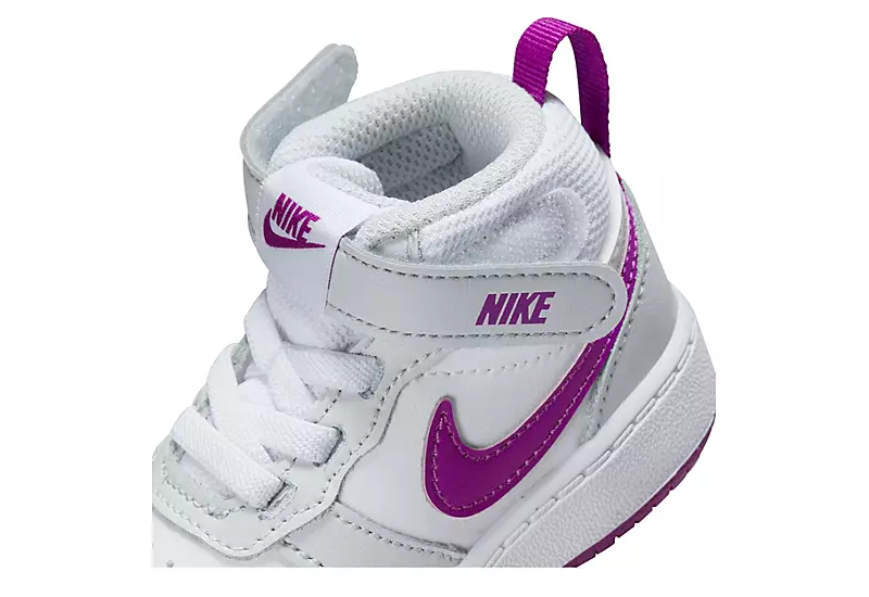 Nike Girls Infant Court Borough 2 Mid Top Sneaker - Platinum 9 Nike Girls Infant Court Borough 2 Mid Top Sneaker - Platinum - Image 7