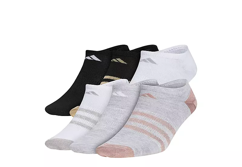 Adidas Girls Medium Superlite No Show Socks 6 Pairs - Grey 3 Adidas Girls Medium Superlite No Show Socks 6 Pairs - Grey