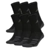 Adidas Boys Cushioned Crew Socks 6 Pairs - Black -Teenager Shoes Shop US 01 900789 00