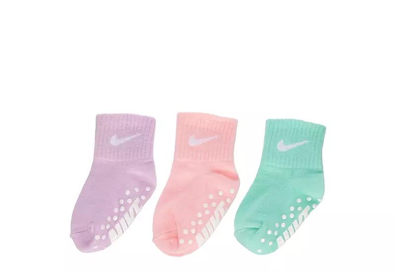 Nike Girls Ankle Socks With Grips 3 Pairs - Lilac 3 Nike Girls Ankle Socks With Grips 3 Pairs - Lilac
