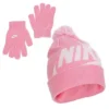 Nike Girls Swoosh Pom Beanie Set - Pink -Teenager Shoes Shop US 01 902401 00