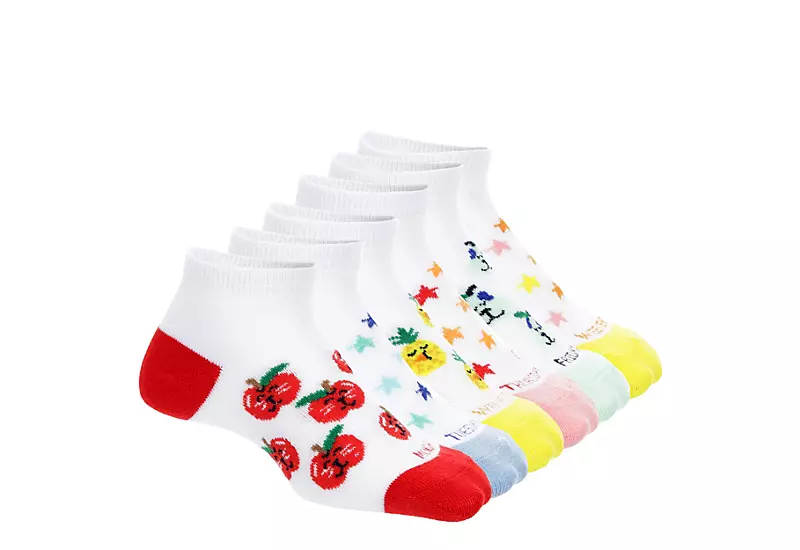 Ladeda Girls Animal Fruit Days Of The Week No Show Socks 6 Pair - White 3 Ladeda Girls Animal Fruit Days Of The Week No Show Socks 6 Pair - White
