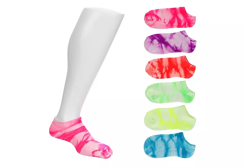 Sof Sole Girls No Show Tie Dye Socks 6 Pairs - Tie-dye 3 Sof Sole Girls No Show Tie Dye Socks 6 Pairs - Tie-dye