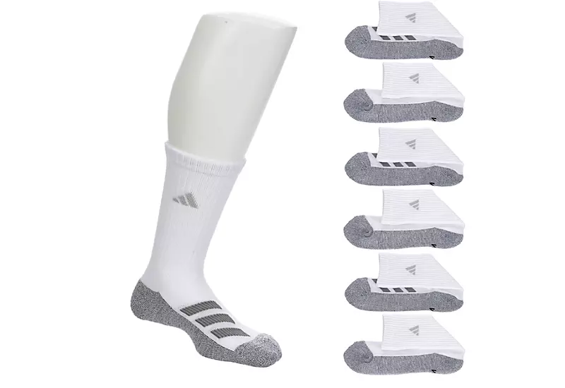 Adidas Boys Cushioned Crew Socks 6 Pairs - White 3 Adidas Boys Cushioned Crew Socks 6 Pairs - White
