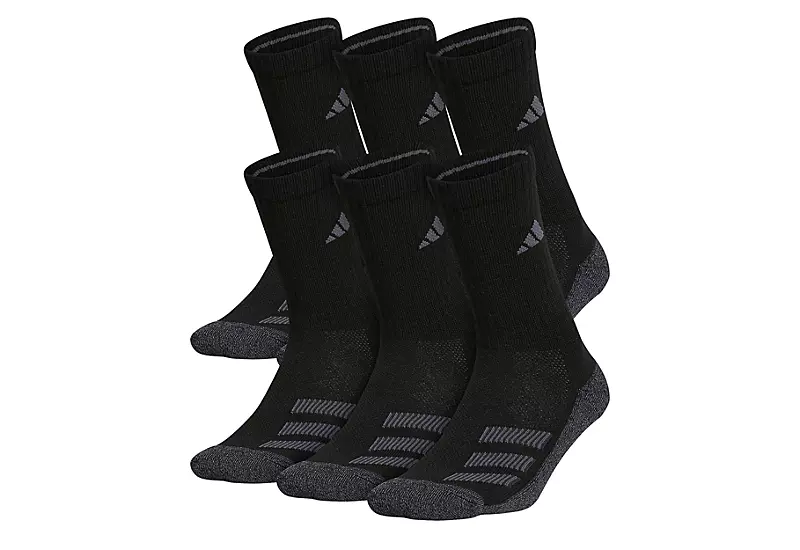 Adidas Boys Cushioned Crew Socks 6 Pairs - Black 3 Adidas Boys Cushioned Crew Socks 6 Pairs - Black